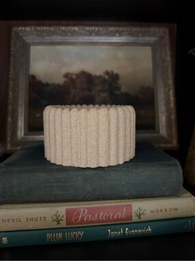 Textured Sandstone Ribbed Decorative Bowl  - Beige